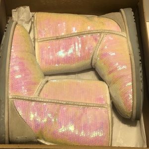 White Short Sequin UGG Boots